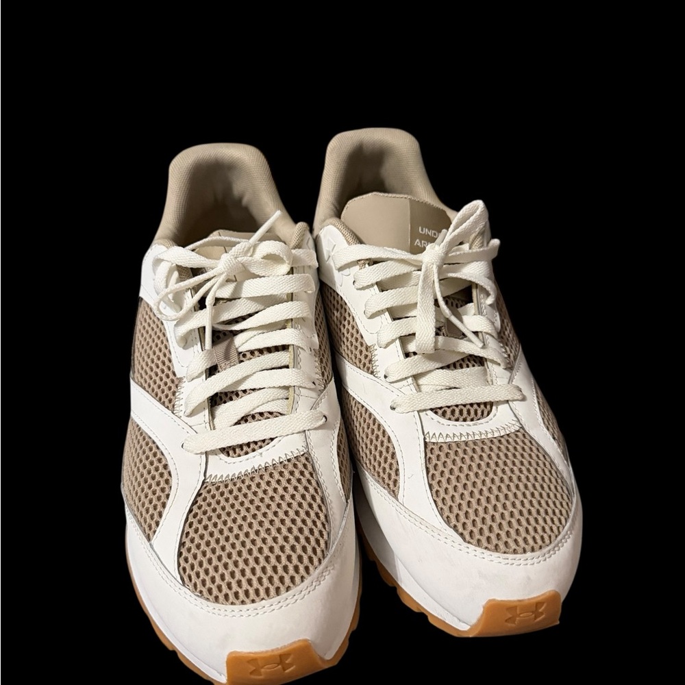 Under Armour White and Tan Athletic Shoes